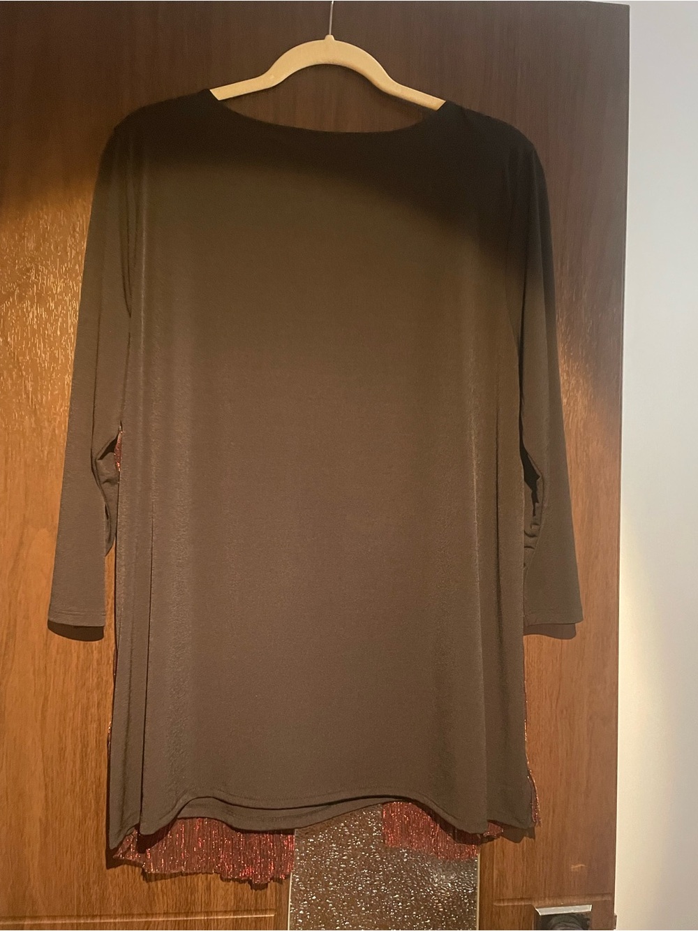 Women's Black button down Tunic with Beaded Hem